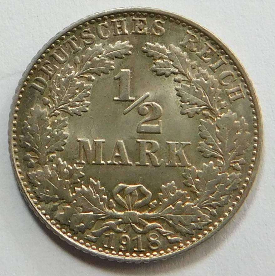 German Empire: Half Mark 1918 E (Mint State)