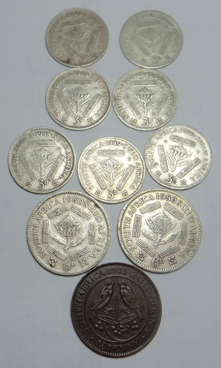 Union of SA: Collection of Tickeys & Sixpences pre-1951