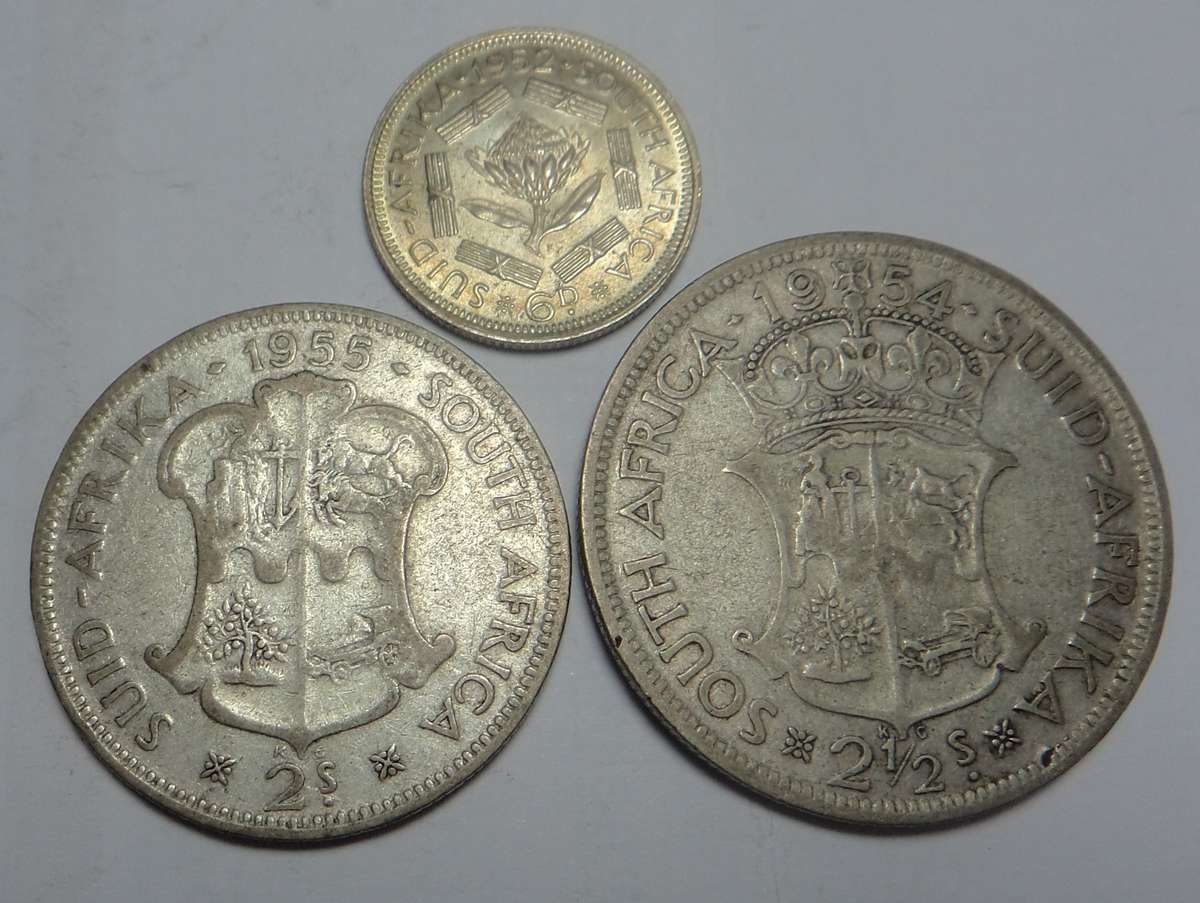 Union of SA: Sixpence, 2-Shillings & Half Crown