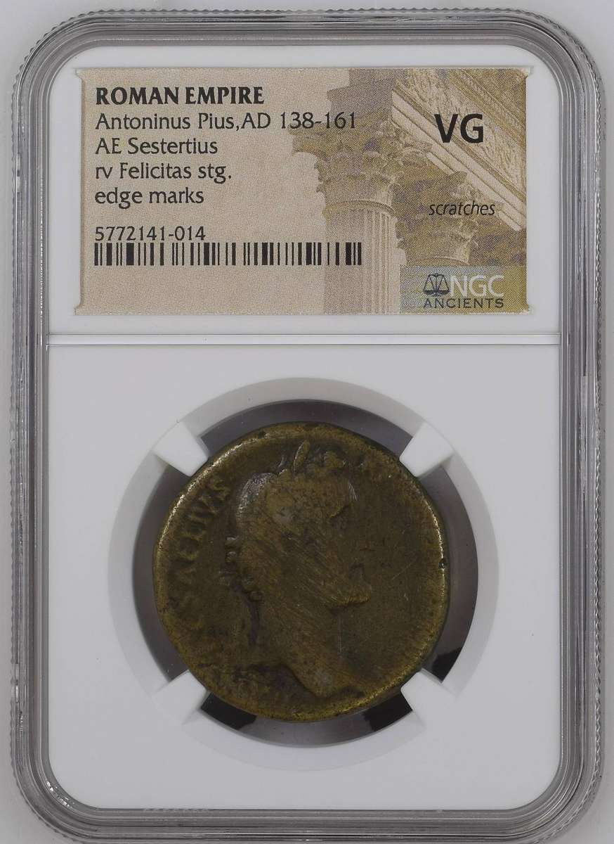 Rome: Antoninus Pius, AD 138-161, Sestertius NGC Certified