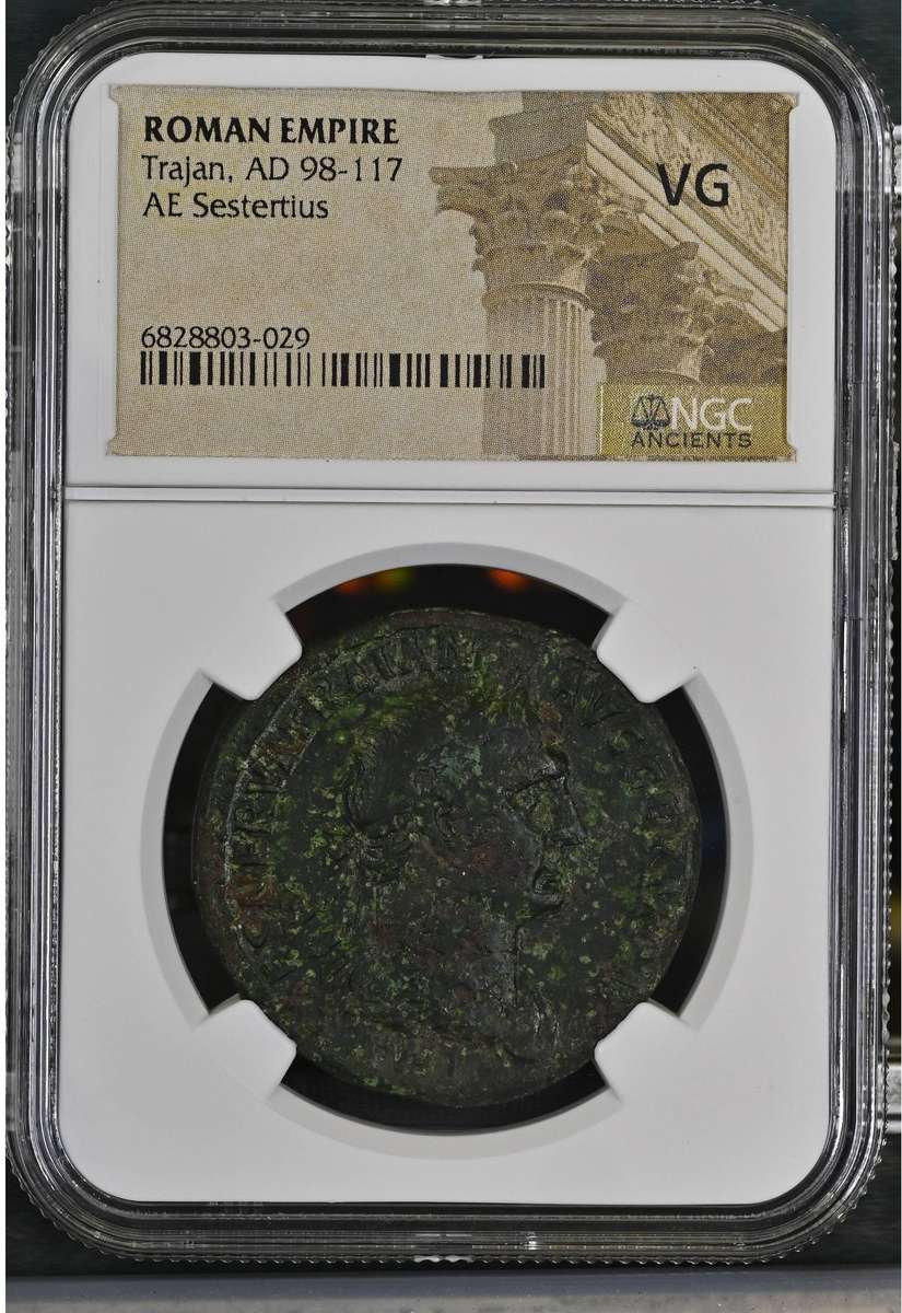 Rome: Trajan, AD 98-117, Sestertius NGC Certified
