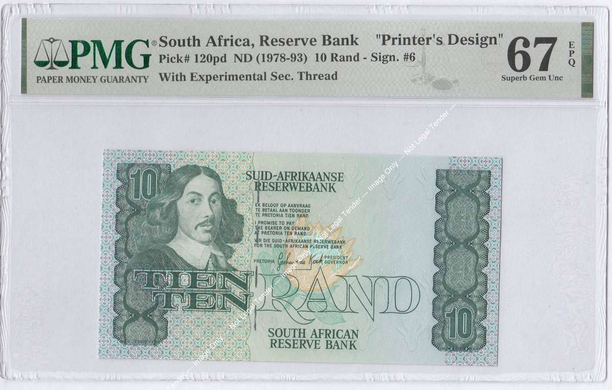 RSA R10 "Printer's Design" PMG 67 Superb Gem Unc