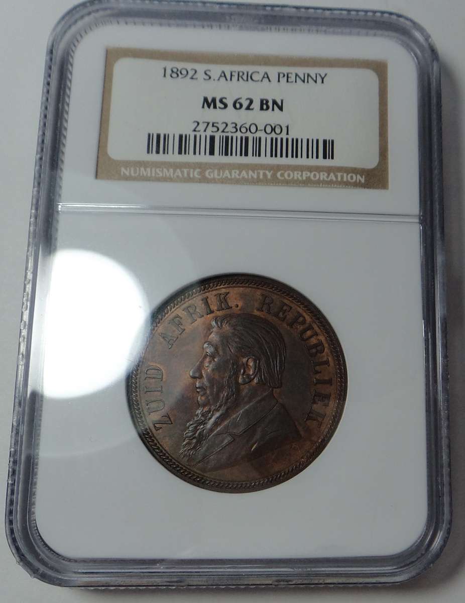 Paul Kruger ZAR Penny 1892: MS 62 BN
