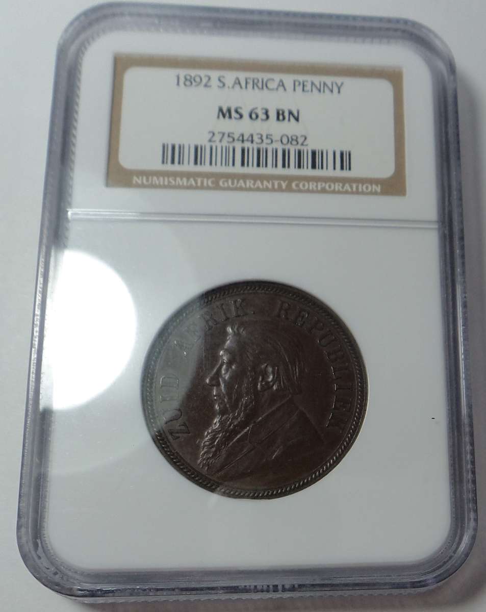 Paul Kruger ZAR Penny 1892: MS 63 BN