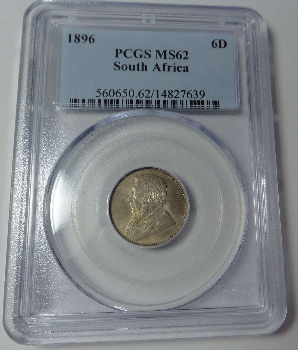 Paul Kruger ZAR Sixpence 1896: PCGS MS 62
