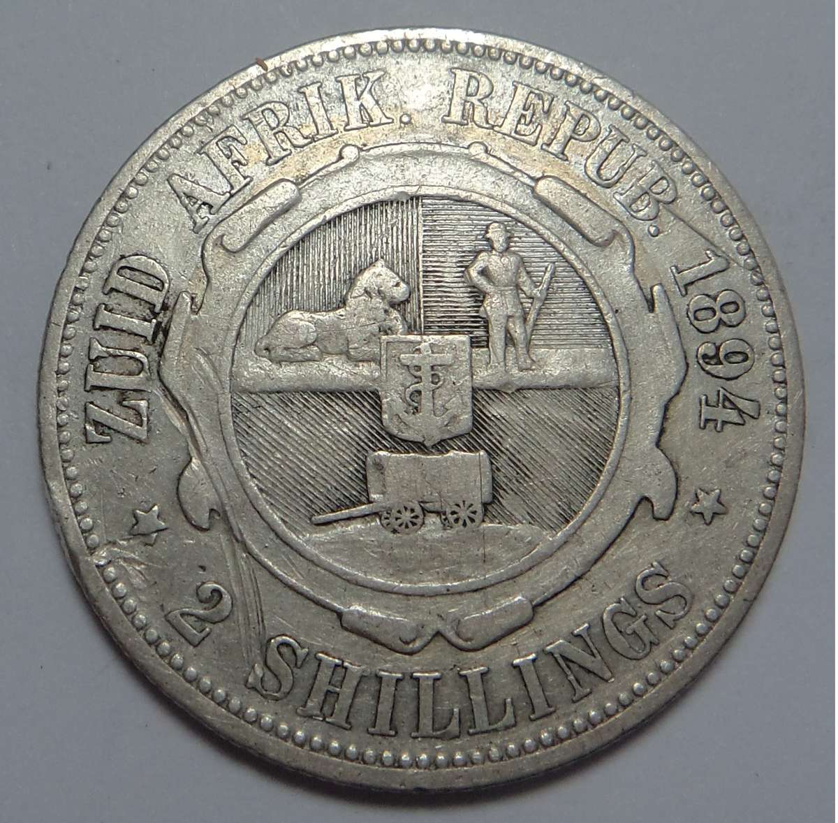 Paul Kruger ZAR: 2-Shillings (2/-) of 1894