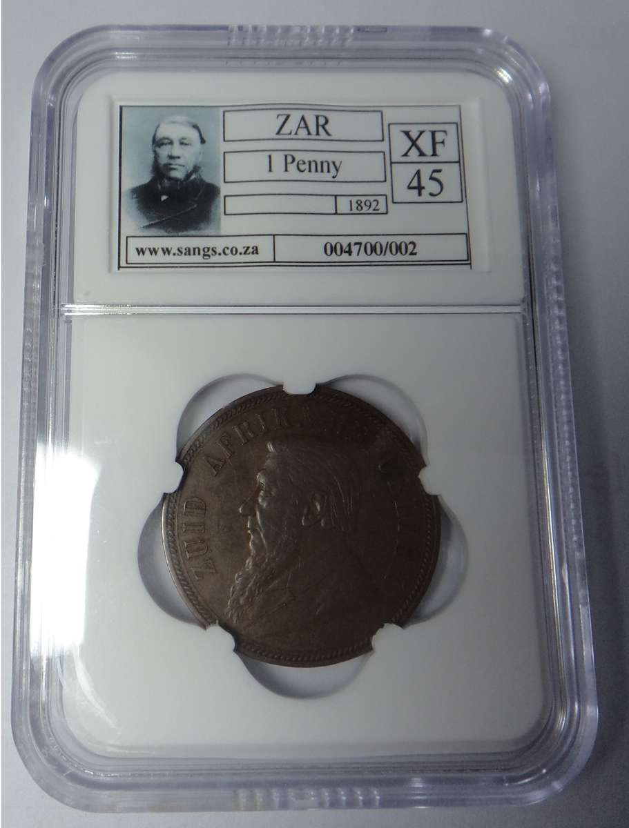 Paul Kruger ZAR Penny 1892:  Sangs XF 45