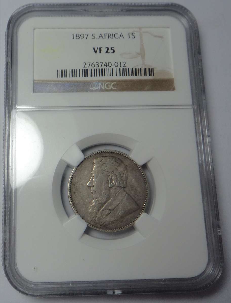 Paul Kruger ZAR Shilling (1/-) 1897: NGC VF 25