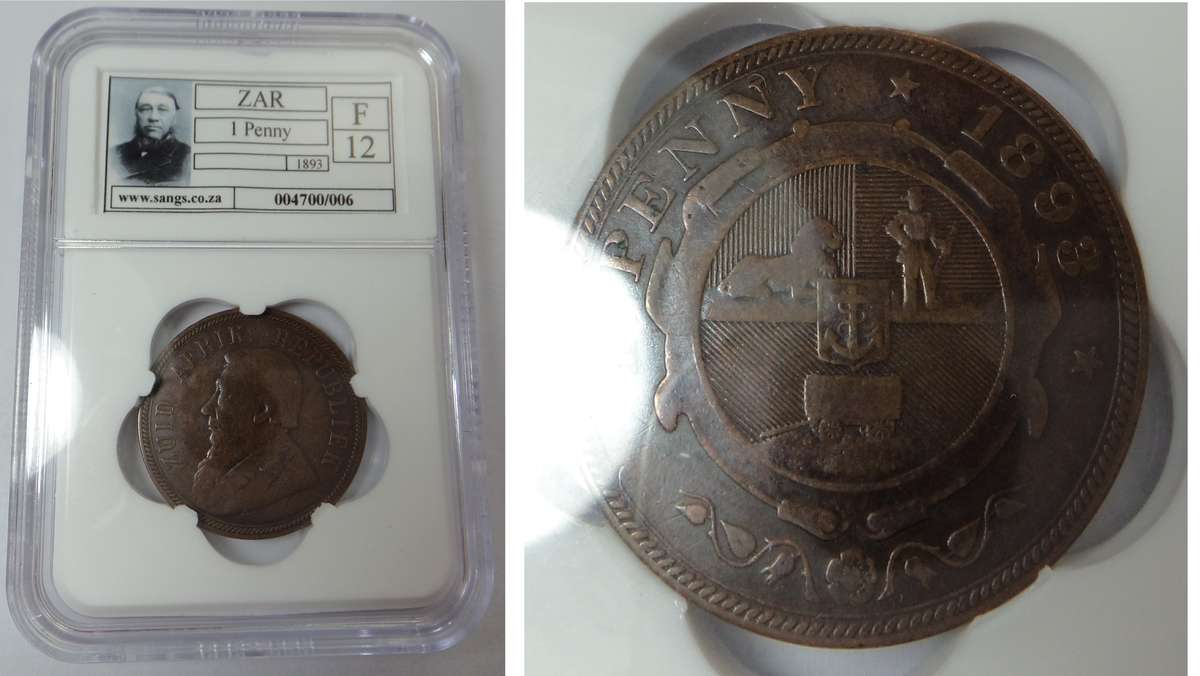 Paul Kruger ZAR Penny 1893 Sangs F 12
