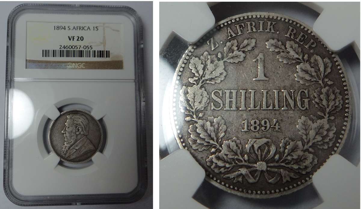 Paul Kruger ZAR Shilling 1894 NGC VF 20