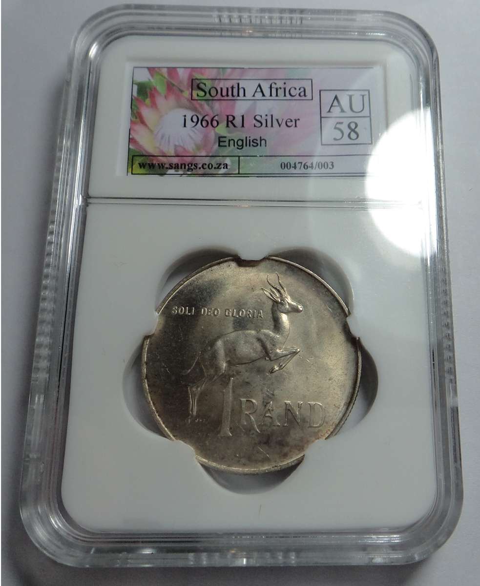 Silver R1 of 1966 (English) Sangs graded AU 58