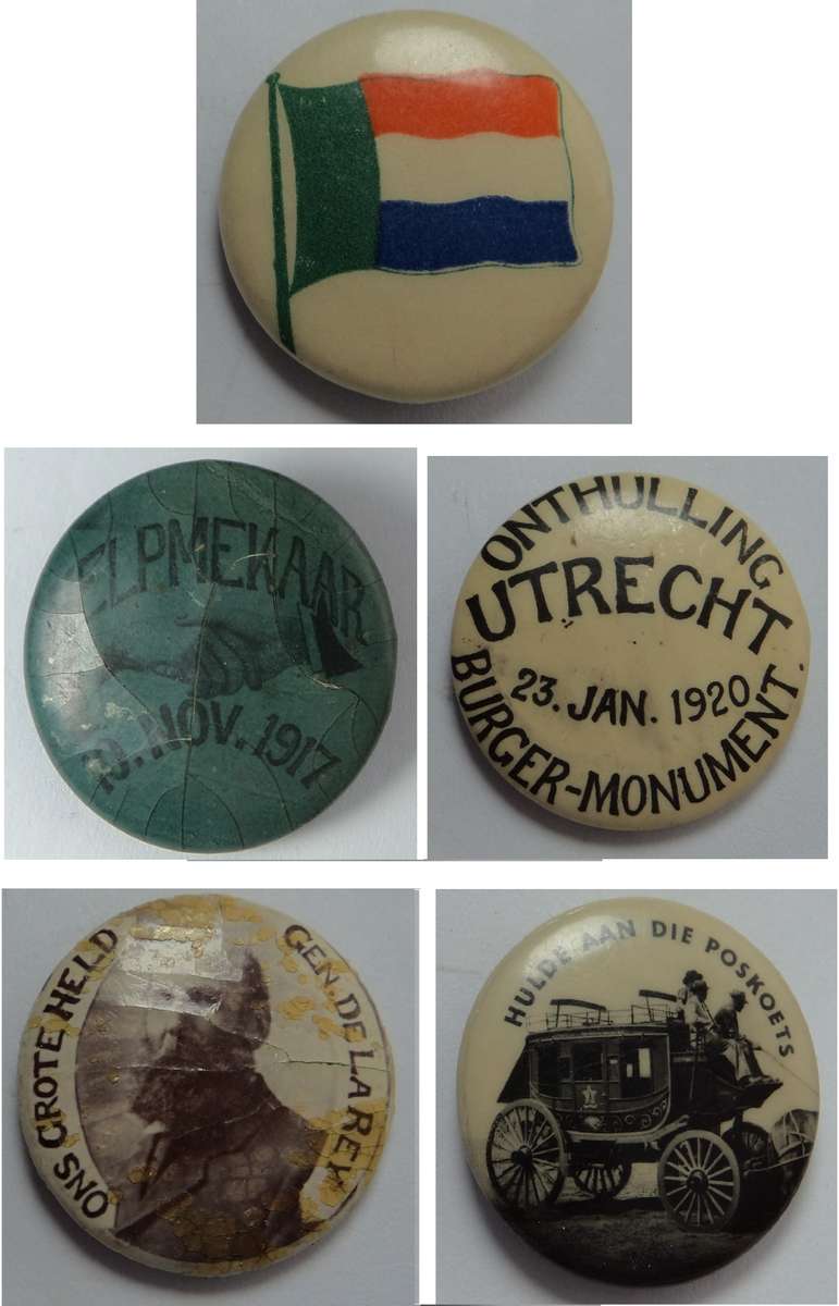 Five old South African Tin Pin-Badges