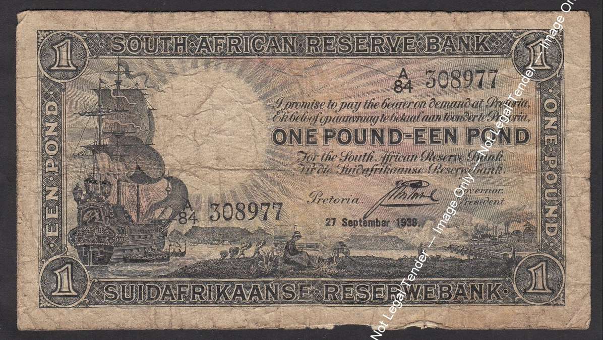 Union of SA: One Pound of  27 September 1938