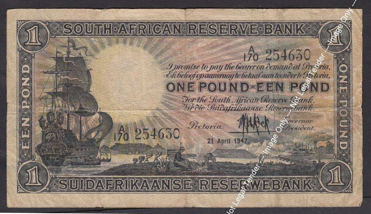 Union of SA: One Pound of 21 April 1947