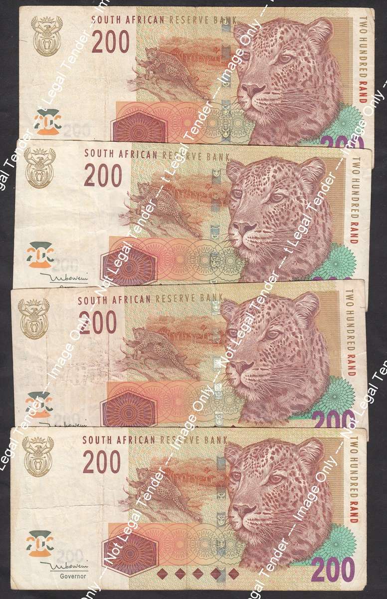 Mboweni Set of 4 x R200 notes (Big Five Series)