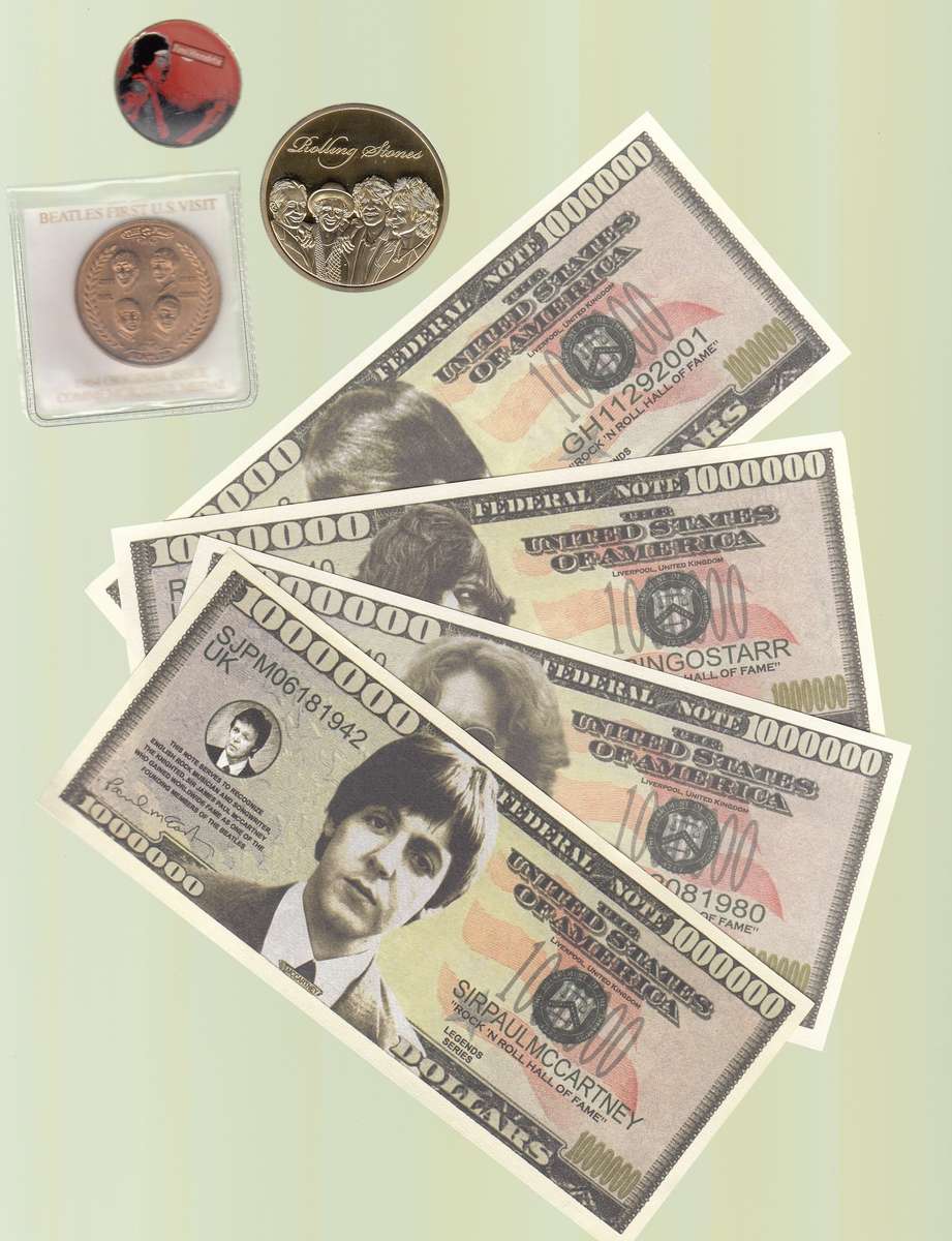 The Beatles, Rolling Stones & Jimmy Hendrix, Notes, Medals & Badge