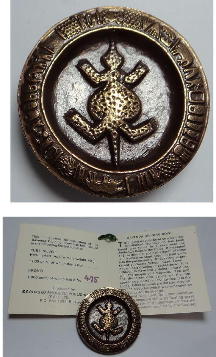 Rhodesia: Bavenda Divining Bowl Bronze Medal