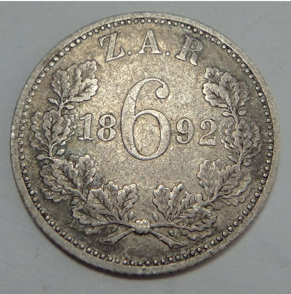 Paul Kruger ZAR Sixpence of 1892