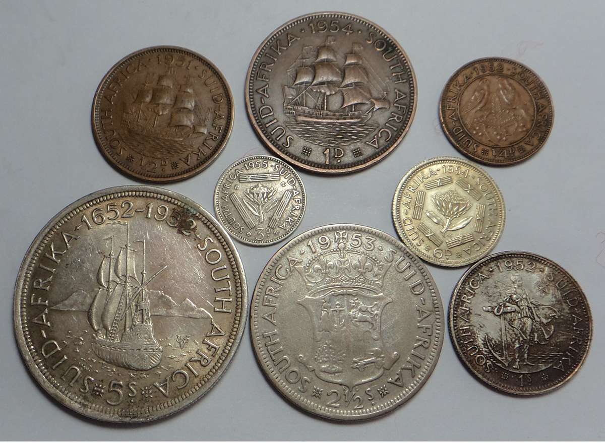 Union of SA: Silver & Bronze Coin Type Set of the 1950s