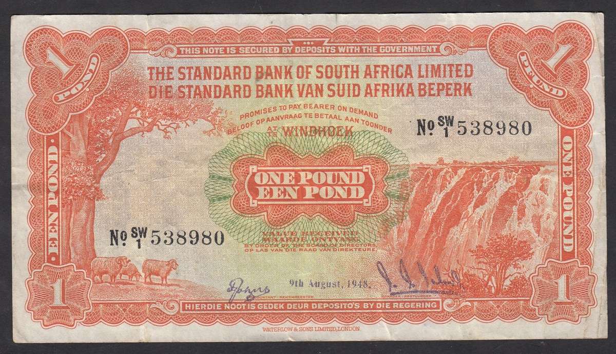 SWA (Windhoek) Standard Bank One Pound of 1948