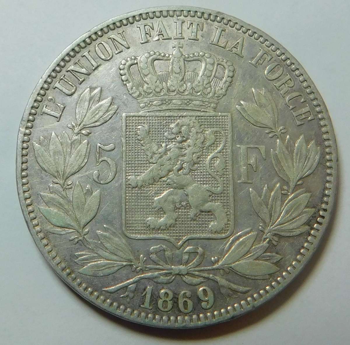 Belgium, Leopold II, Silver 5-Francs 1869