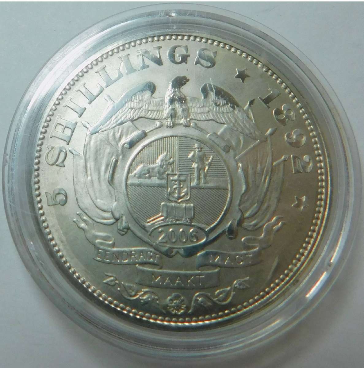 ZAR 2006 Replica 1892 Double Shaft 5 Shillings (Cu-Nickel)