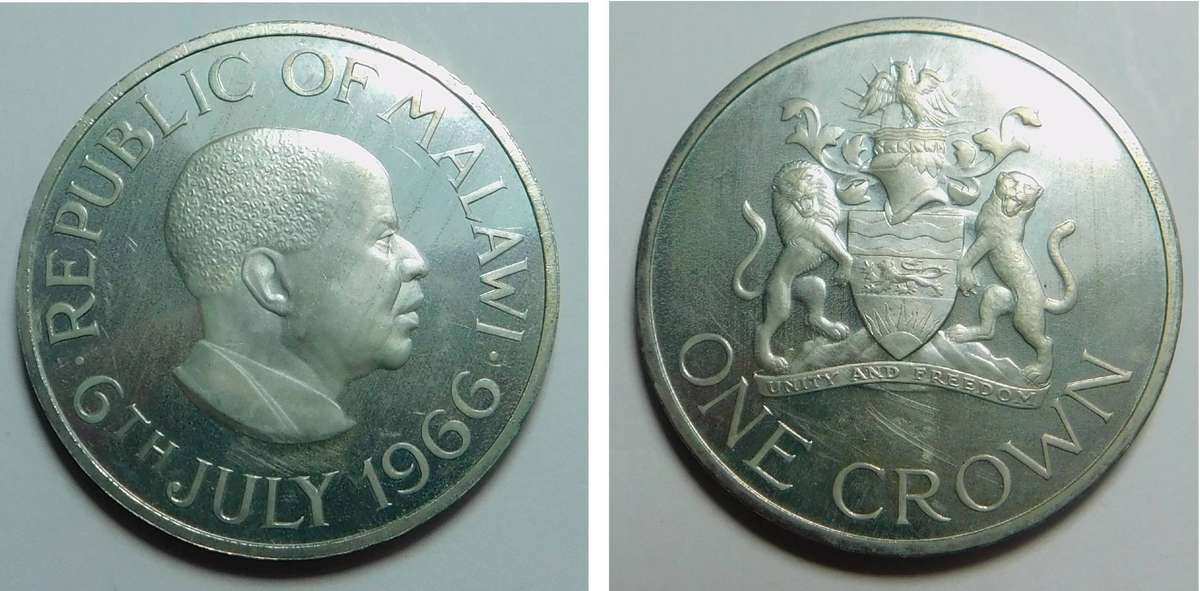 Malawi Uncirculated One Crown (5/-) of 1966