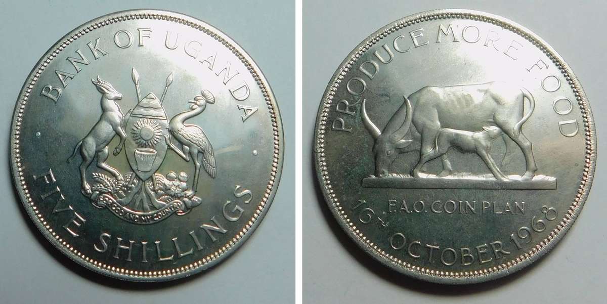 Uganda Uncirculated Five Shillings (5/-) 1968