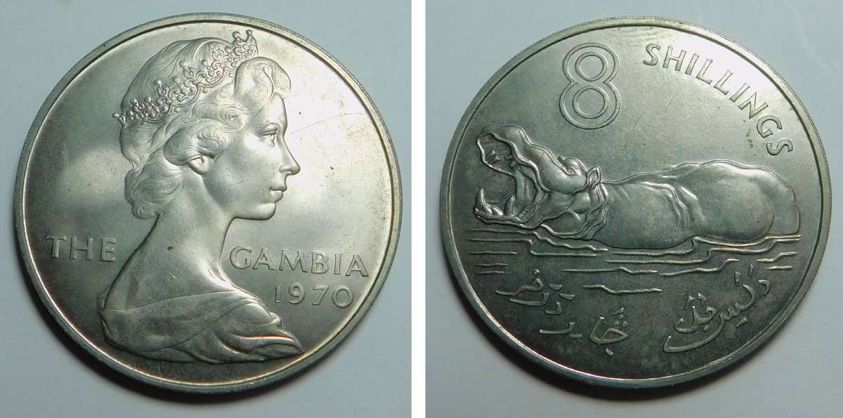 Gambia Uncirculated Eight Shillings (8/-) of 1970