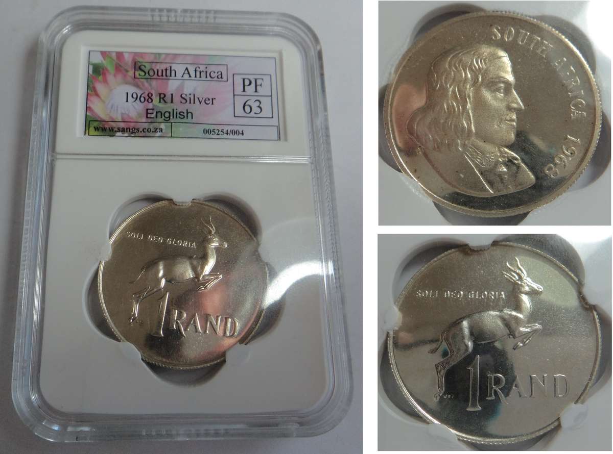 RSA Silver R1 1968 (English) Sangs Proof 63