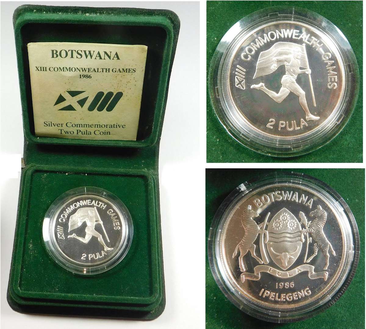 Botswana: Silver Proof 2-Pula Commonwealth Games 1986 (2 available)