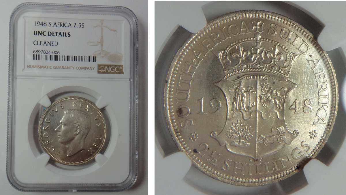 Union of South Africa: Half Crown of 1948: NGC UNC details