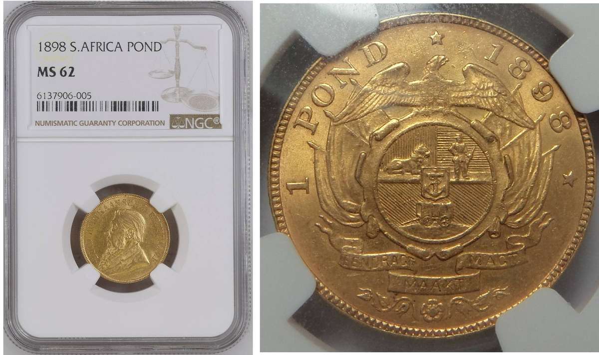 Paul Kruger ZAR: Gold Pond of 1898 (NGC MS62)