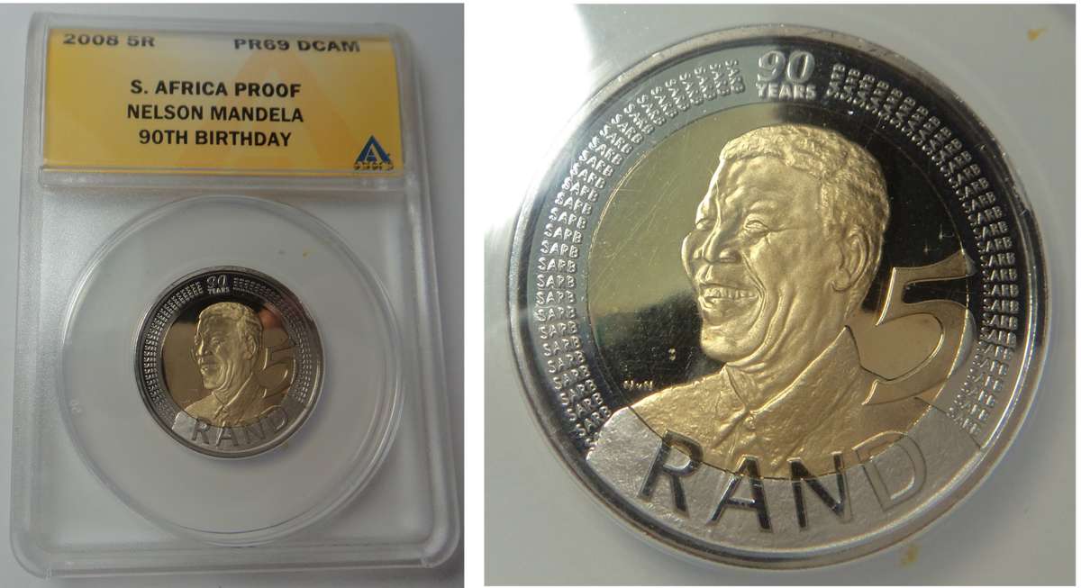 2008 Nelson Mandela 80th Birthday R5 PCGS  PF 69 Deep Cameo