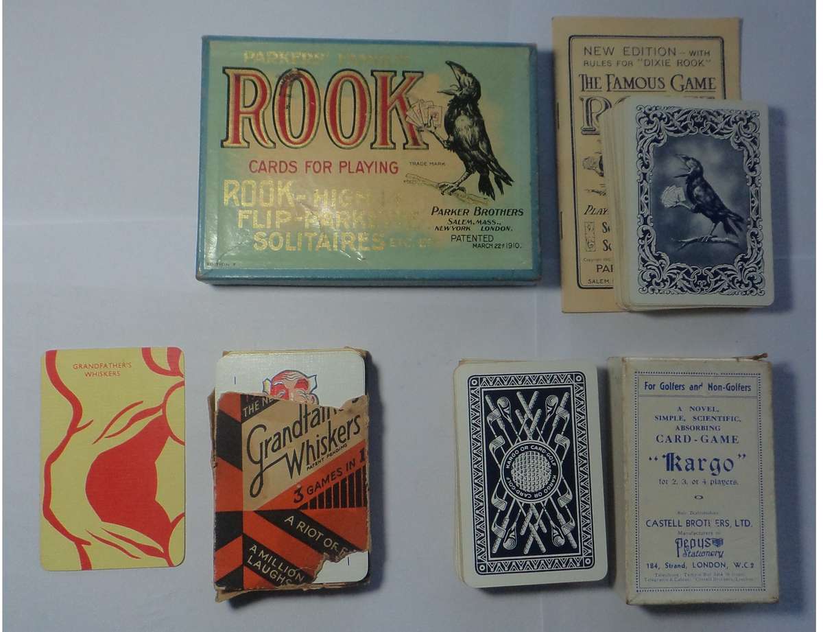 Three Vintage Card Games (Grandfathers Whiskers, Rook & Kargo)