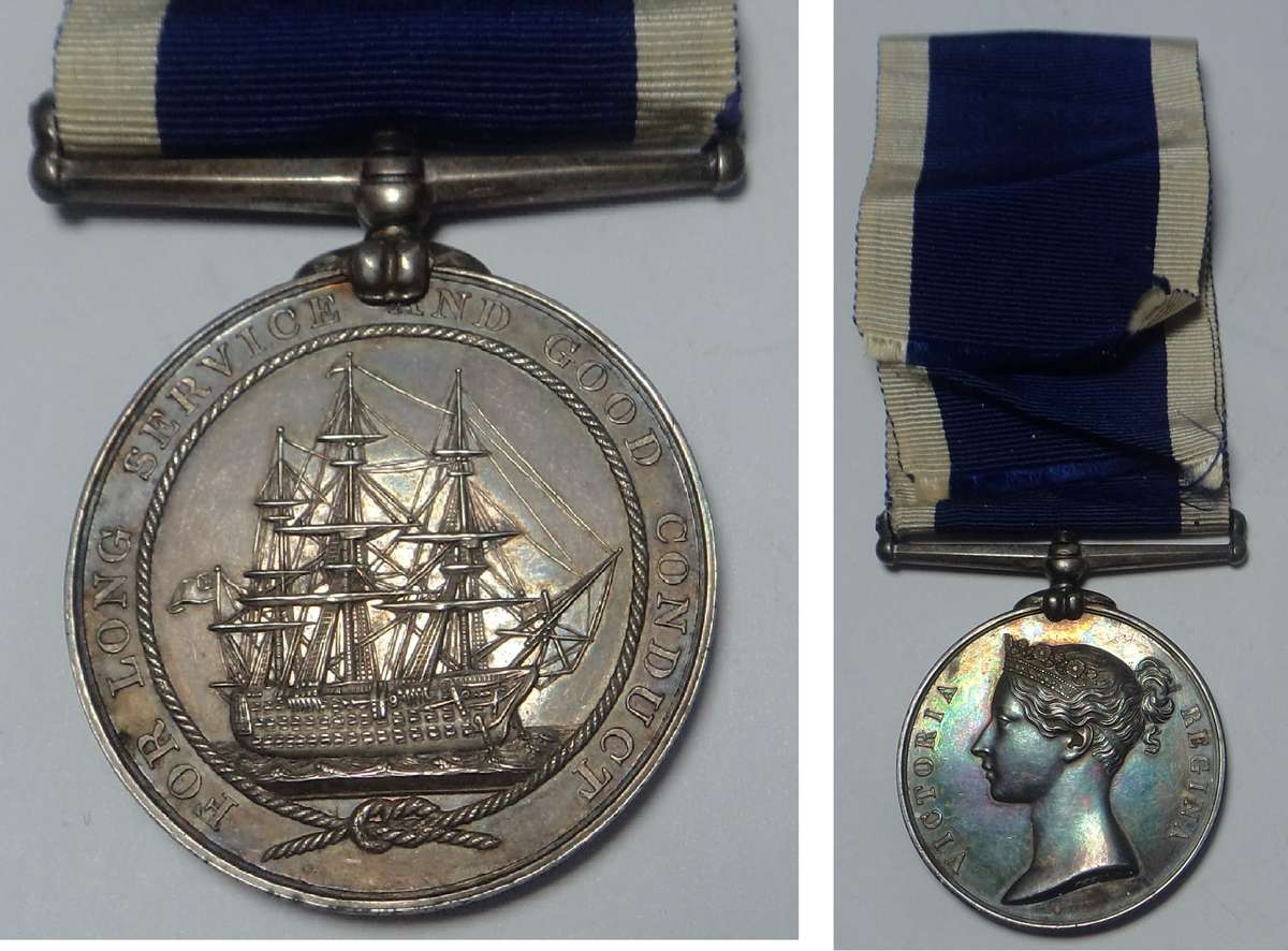 Wide Suspender Victorian Naval Long Service Medal (Named)