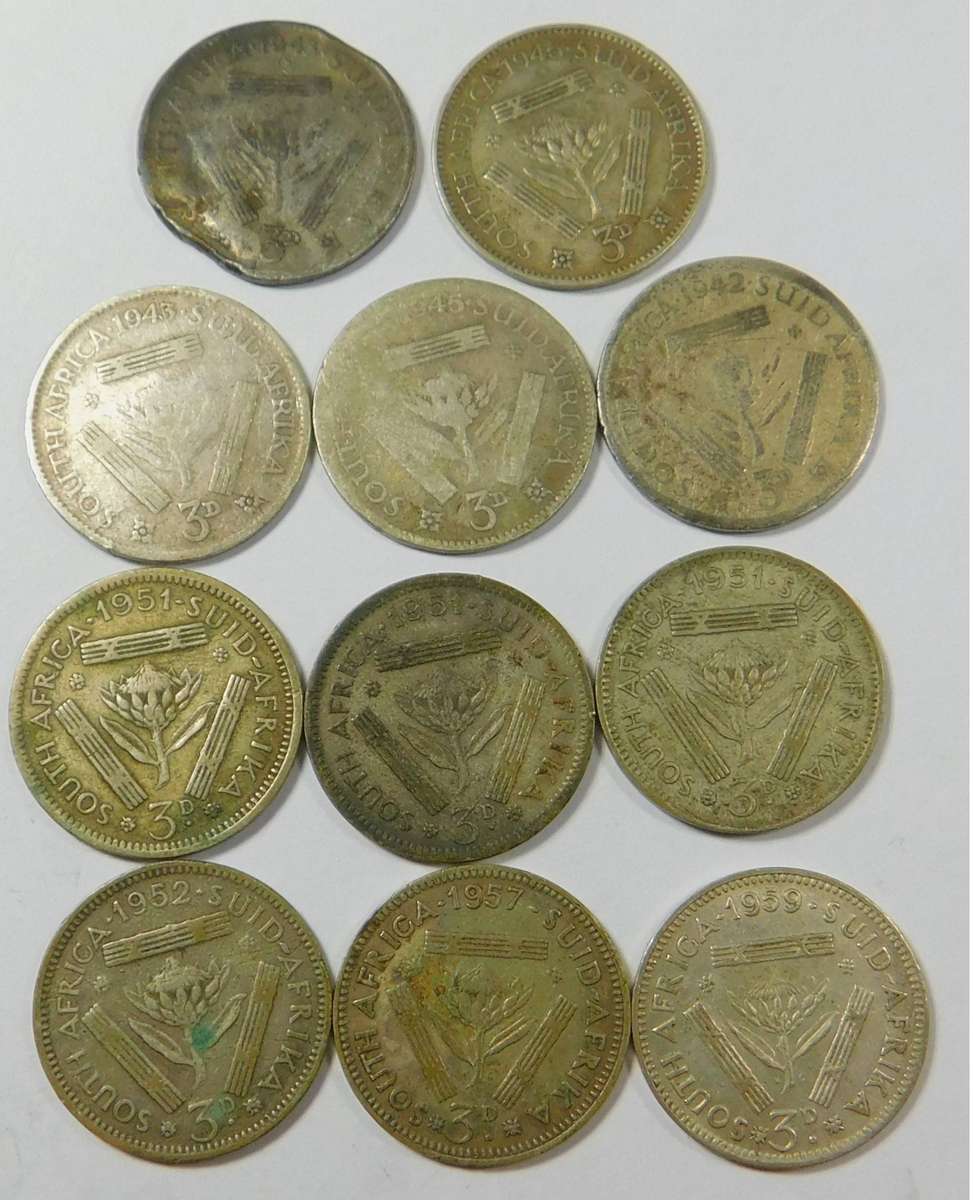 Union of SA: Collection of 11 Silver Tickeys
