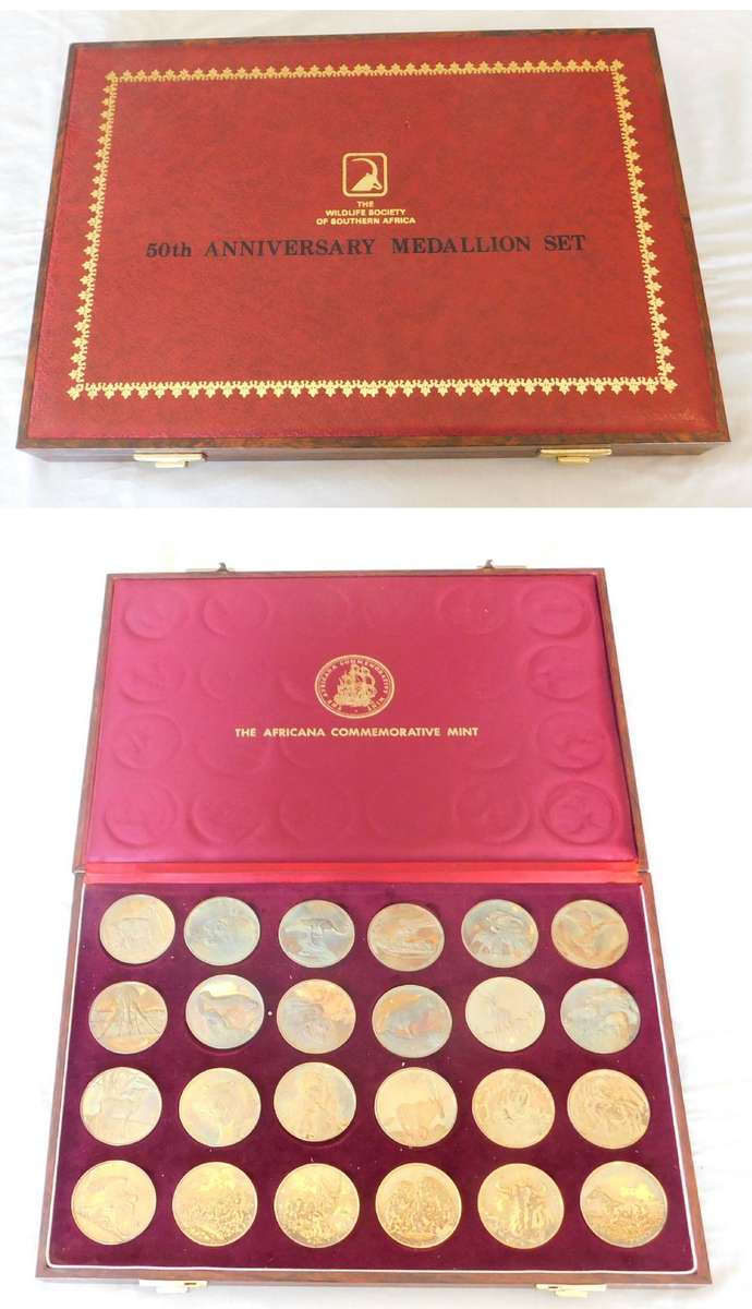 SA Wildlife Society 50th Anniversary Sterling Silver Medallion Set
