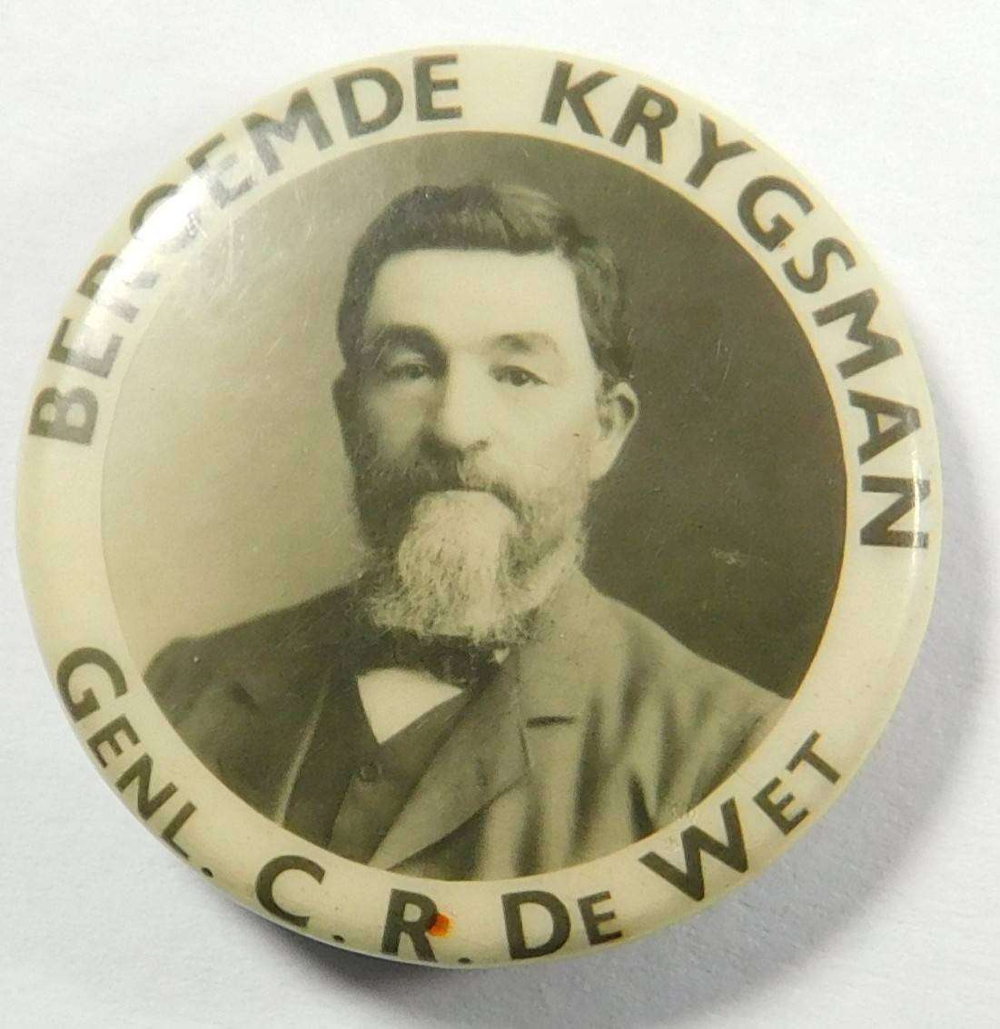 ZAR Pin-Badge: Beroemde Krygsman Genl. CR de Wet