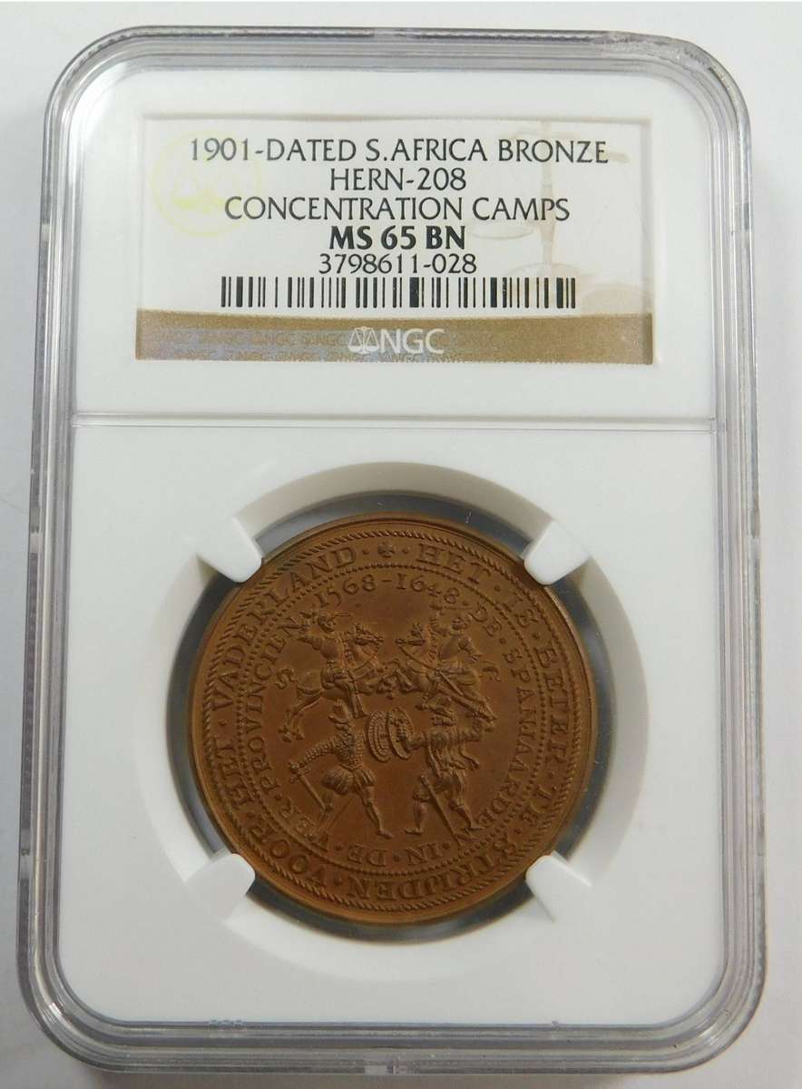 Boer War: Concentration Camps & Burning Farmhouse: NGC MS65 BN