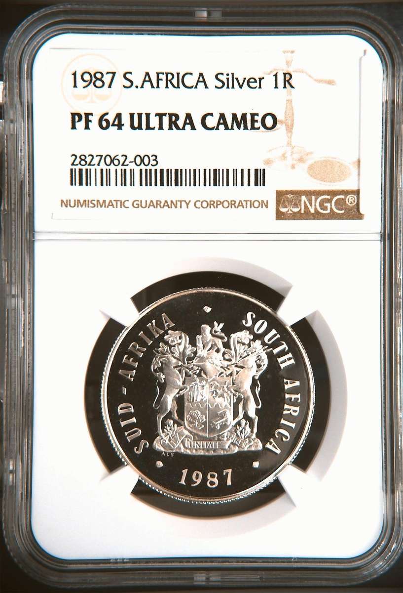 RSA Silver R1 of 1987 (Springbok) NGC PF 64 Ultra Cameo