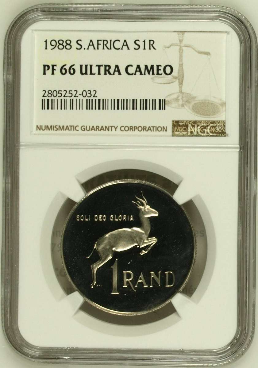 RSA Silver R1 of 1988 (Springbok) NGC PF 66 Ultra Cameo