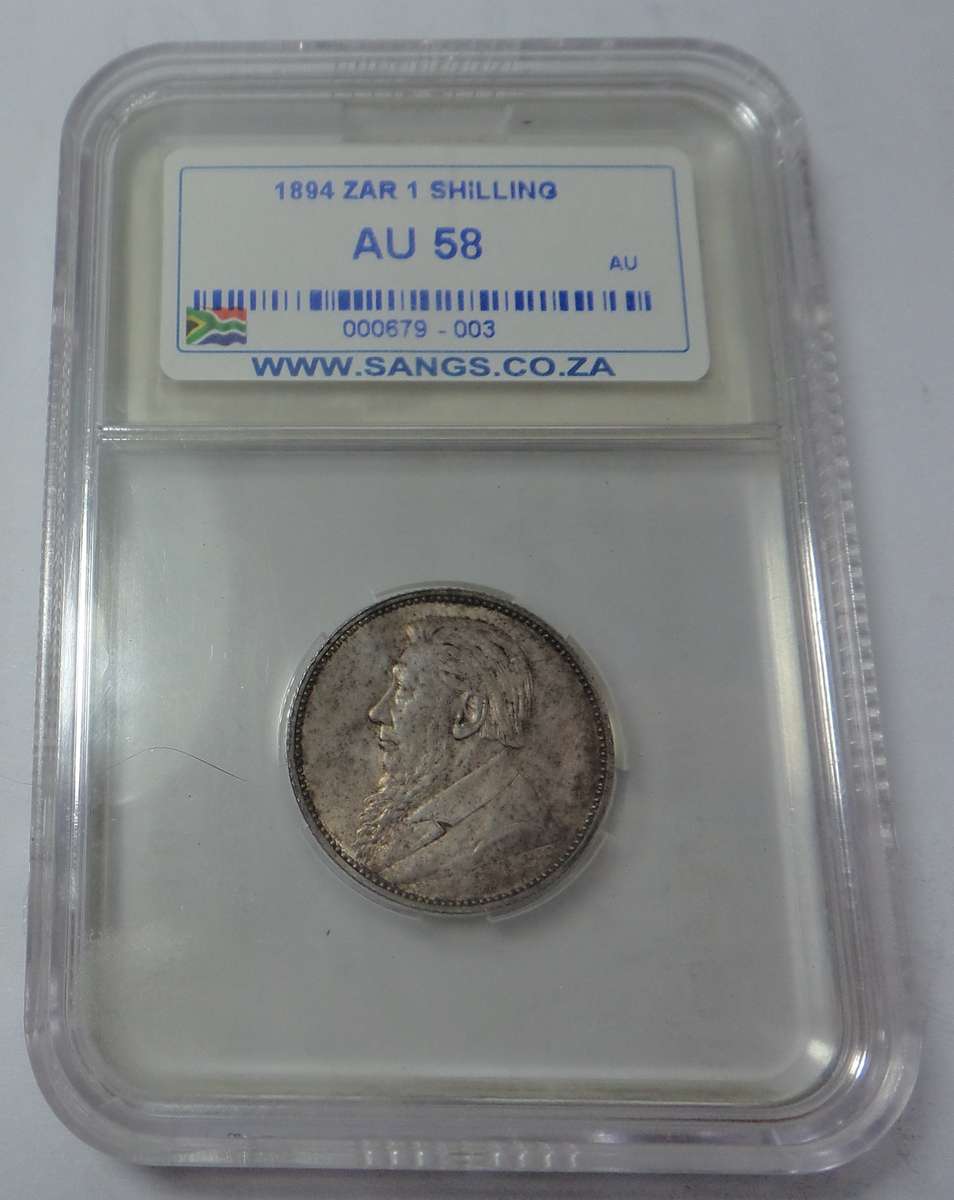 Paul Kruger ZAR: Shilling of 1894: Sangs AU58