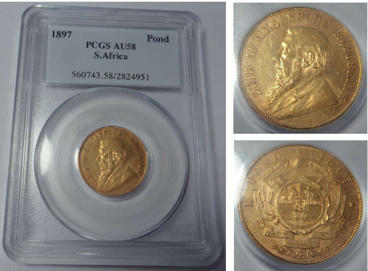 Paul Kruger ZAR: Gold Pond 1897: PCGS AU58
