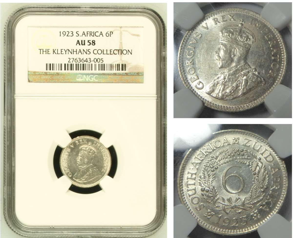 Union of SA 6-Pence 1923: NGC AU 58
