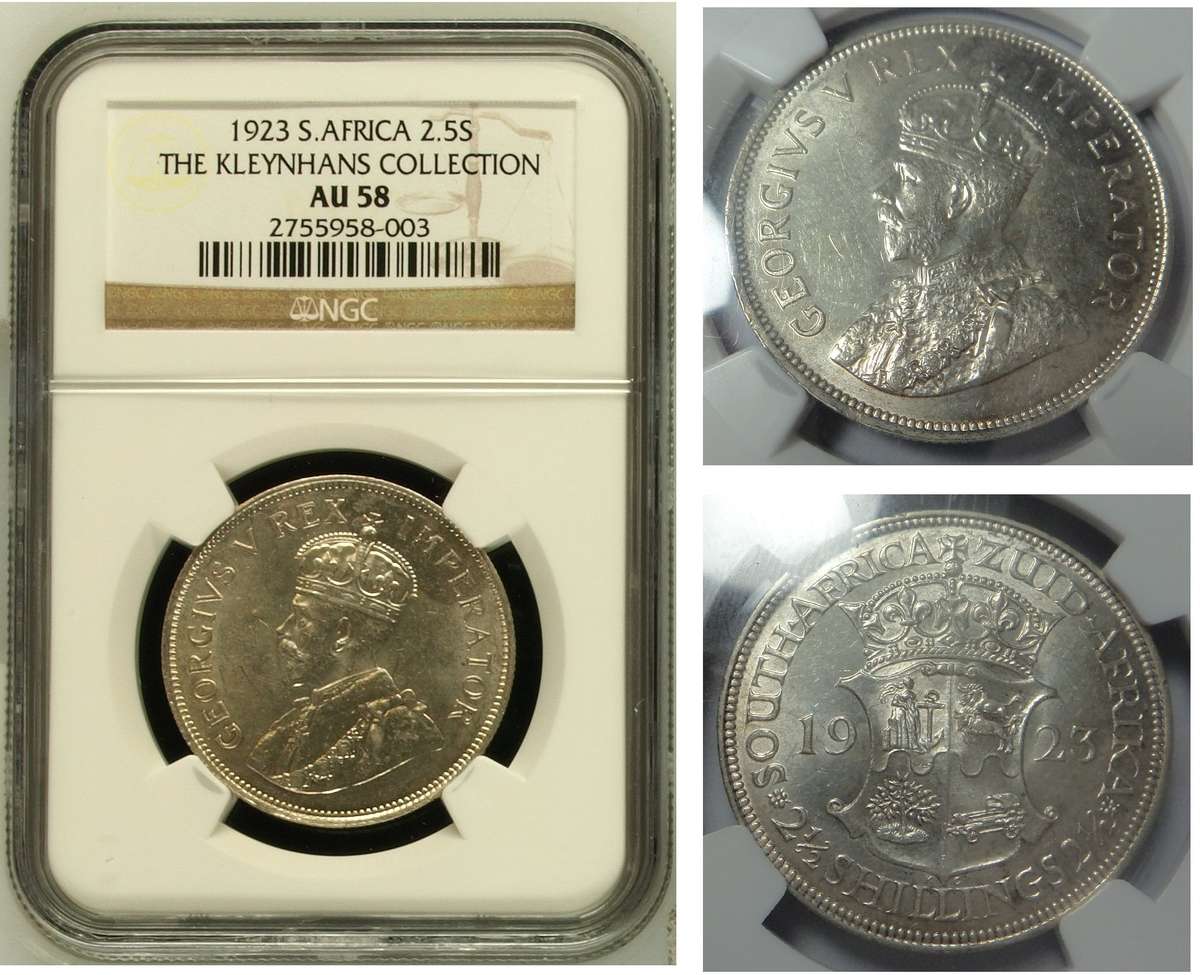 Union of SA Half Crown (2/6-) 1923: NGC AU 58