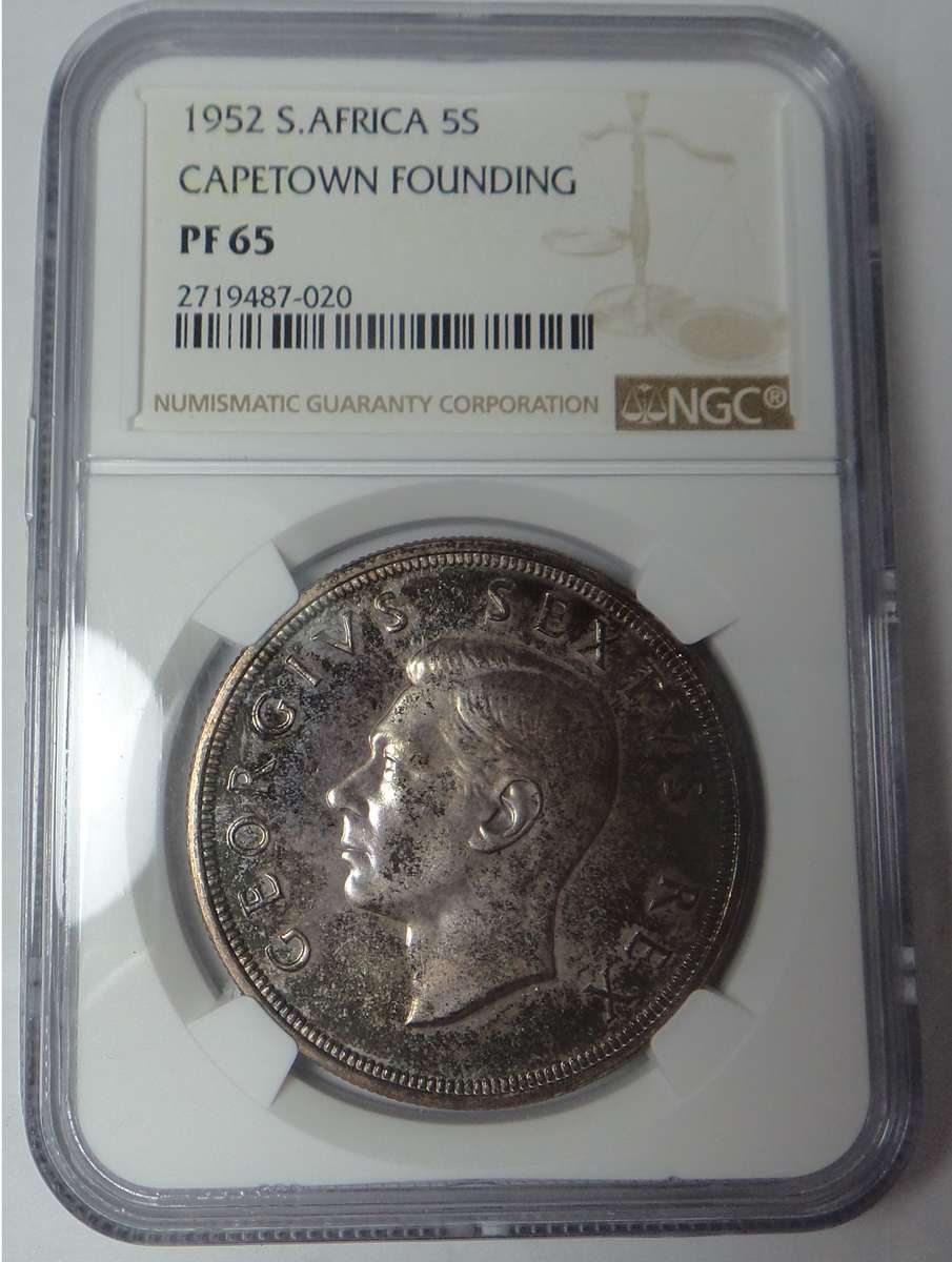 1952 SA Crown (5/-) NGC graded PF65