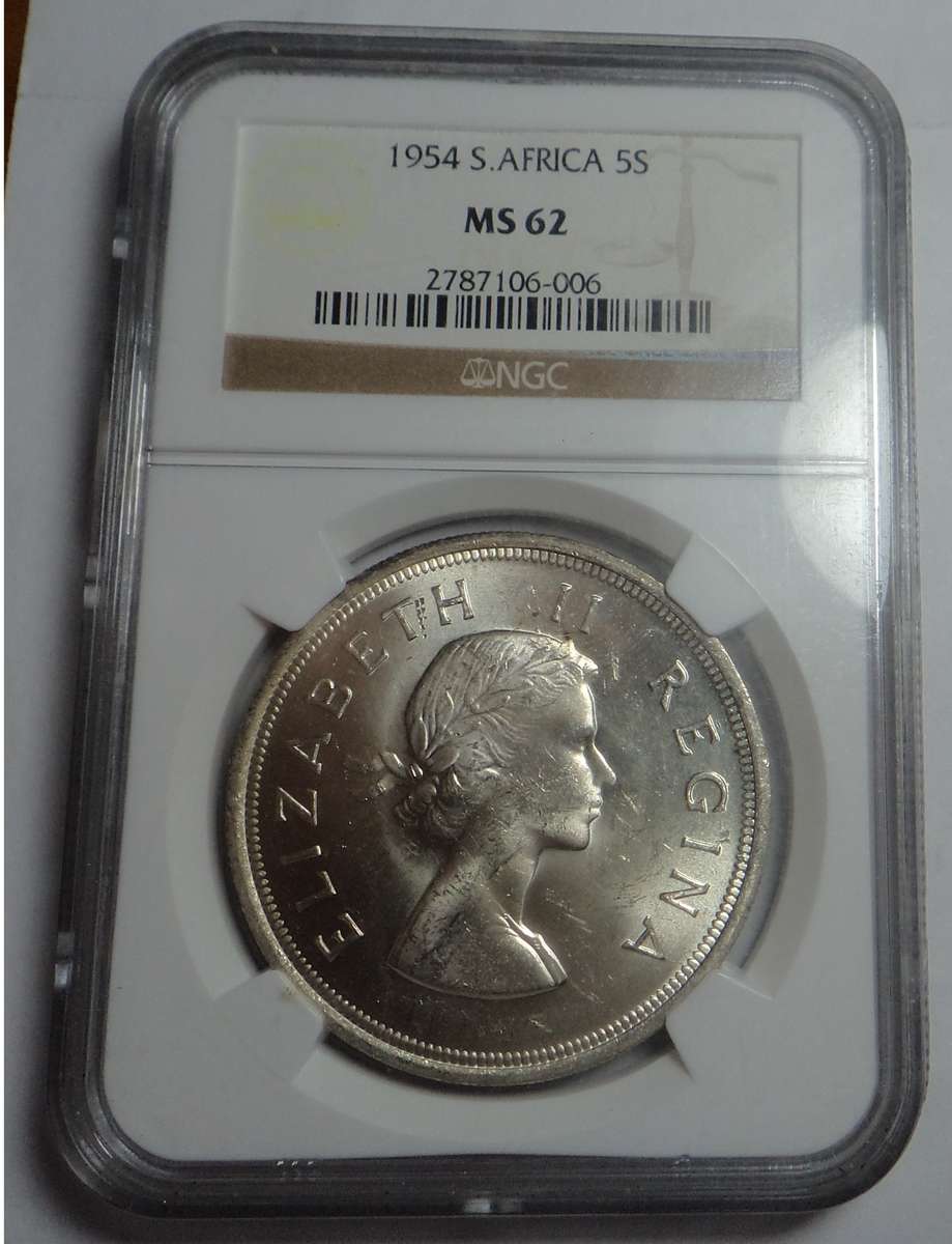 1954 SA Crown (5/-) NGC graded MS62