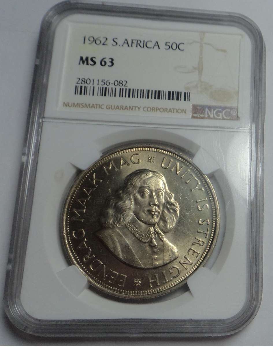 1962 SA Crown (50c) NGC graded MS63