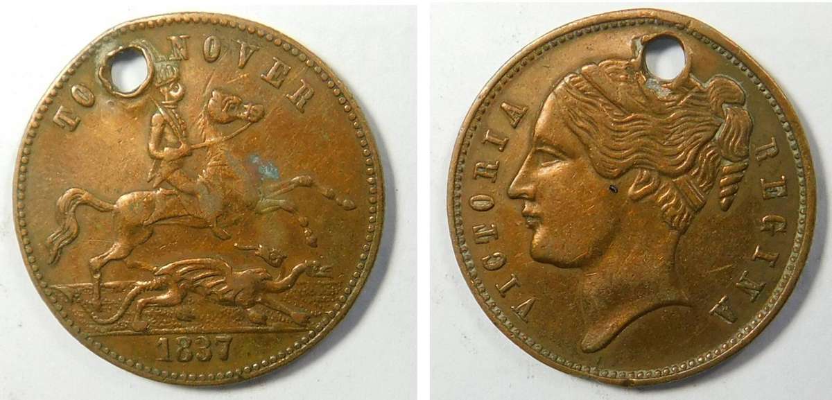Queen Victoria "To Hanover" Token 1837